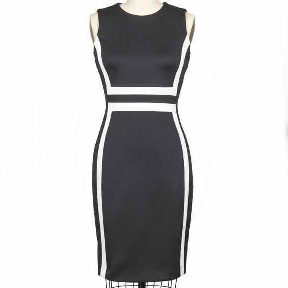 NWT Calvin Klein Valeria Scuba Knit Color Block Sheath Dress sz 2 - Picture 1 of 9